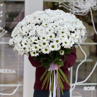 Букет из 21 ветки белой хризантемы