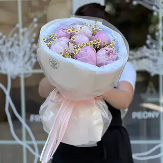 Букет ромашек и пионов - "Аромат пионов"