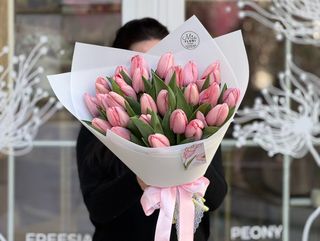 Букет из лососевых тюльпанов - "Пастила"