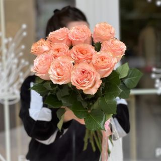 Букет из 11 персиковых роз - "Peach Love"