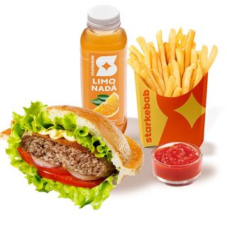 Комбо Старбургер с говядиной/Combo Starburger Vită