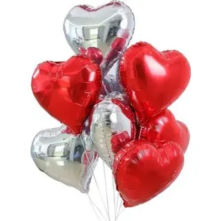 Set 10 baloane inima Red-Silver