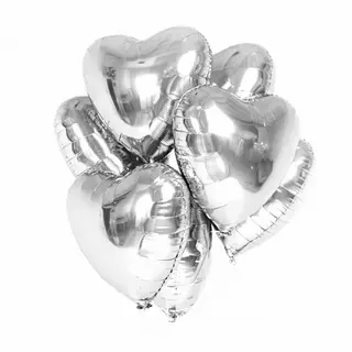 Set 7 baloane inima Silver