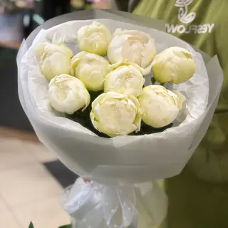 9 bujori albi