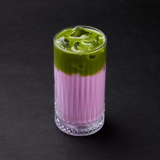 Ube Blueberry Iced Matcha