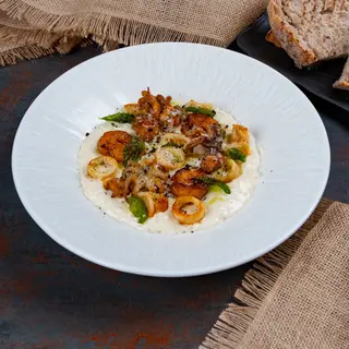 Risotto cu fructe de mare crocante