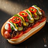 Spicy Hot Dog with caramelized onion
