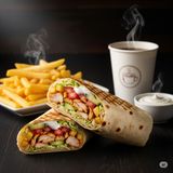 Kebab de pui + cartof pai +sos + americano