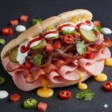 Spicy ham & bacon pita