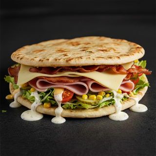 Pita cu șunca, bacon și cașcaval
