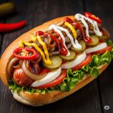 Spicy Cheese-Dog with caramelized onion