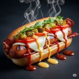 Cheese-dog with bacon