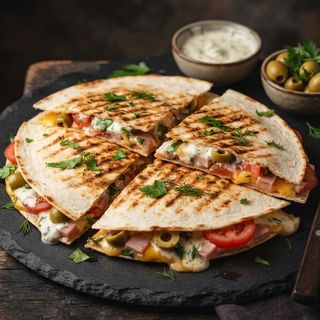Quesadilla cu șunca și cașcaval