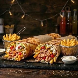 Comandă 2 mega-kebaburi cîte 1 kg și primești 2 cartofi pai + 2 sosuri GRATIS !