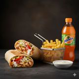Kebab de pui + cartof pai + sos + Mirinda 0,5 L