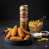 8 buc de pui "crispy" + cartof pai + 2 sosuri + bere blonda 0,5 L