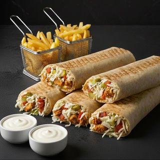 Comandă 5 kebaburi și primești 2 cartofi pai + 2 sosuri GRATIS !