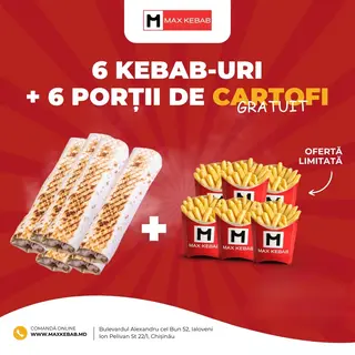 6 Kebaburi standarte + 6 portii cartofi pai GRATUIT