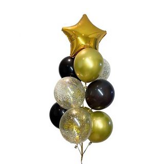 Set din 9 baloane cu steluta aurie