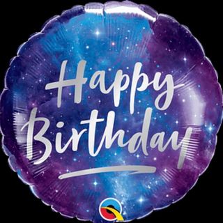 Balon rotund happy birthday violet albastru
