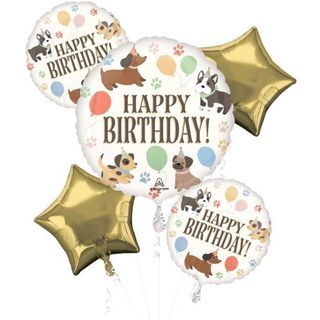 Set 5 baloane cu stele aurii happy birthday