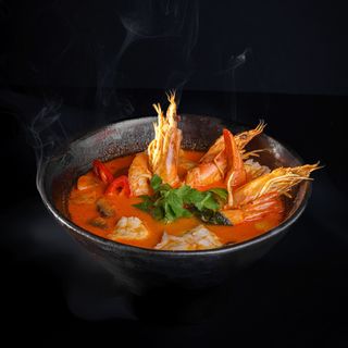 Tom Yum Prawns and seabass