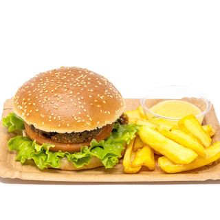 Vegan Burger With Asian Falafel Vegetables 