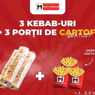 3 Kebaburi standarte + 3 porții cartofi pai