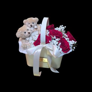 Torba sa 2 meda i kraljevskim ruzama  u crnoj boji samo