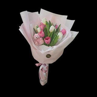 Buket 13 lala sa rozim medvedicem