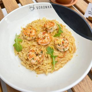 Shrimp orzo with lemon garlic dressing