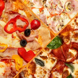 3 PIZZAs: Pizza Margherita+Pizza Capricciosa+Pizza Bevanda (270/270/270 gr)