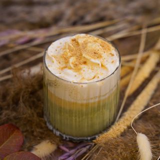 Pumpkin Matcha Latte with Cheese Foam