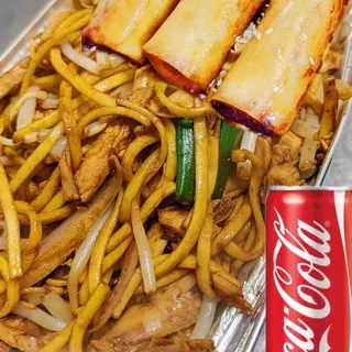 LO MEIN NOODLES -WITH 3  SPRING ROLL AND 1 COCA COLA