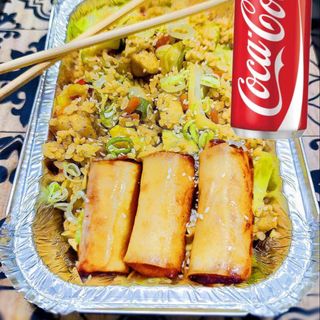 FRIED RICE WITH 3 SPRING ROLL AND 1 COLA