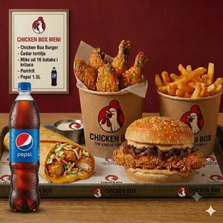 Combo 1 Wrap + 1 Burger + 8 Wings + 8 Drumsticks + 1,5 LT Pepsi