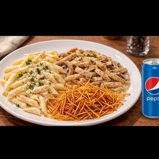 Creamy Mushroom Chicken and Creamy Pasta + 0,33 lt Pepsi