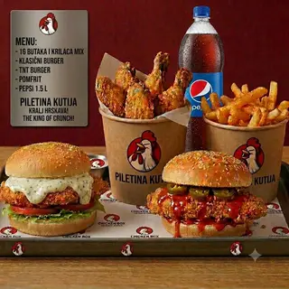 Combo 2 burger + 8 Wings + 8 Drumsticks +1,5 LT Pepsi