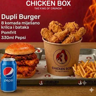Combo 1 Burger + 4 wings + 4 Drumsticks + 0,33 Pepsi