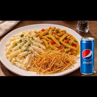 Curry Sauce Chicken & Creamy Pasta + 0,33 lt Pepsi
