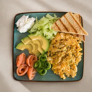 Scrambled Eggs with Salmon and Avocado