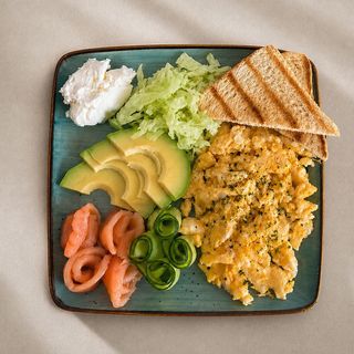 Scrambled Eggs with Salmon and Avocado