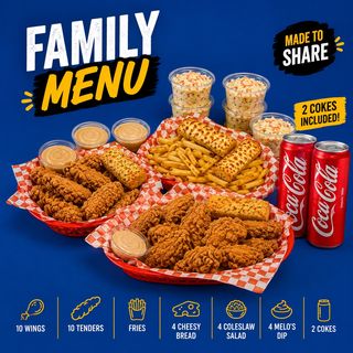 Family menu for 4  2320 gr + 2 Coca Cola 0,33