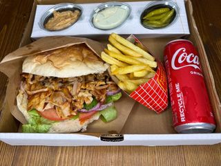 Chicken Sandwich Menu Chips and Coca Cola