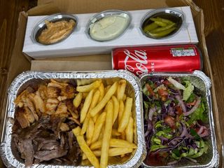 Beef Chicken Mix Menu Chips and Coke