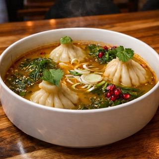 hinkali sa skampami u tom jam bujoni 3 kom