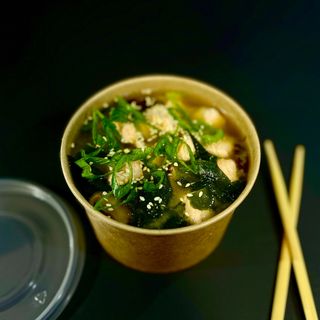 Miso soup with salmon