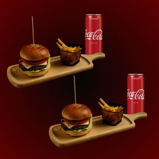 2 Blue Cheese Burger + 2Coca Cola + 2xFrench Fries