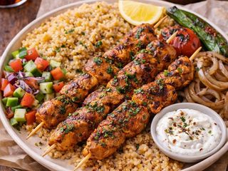 Marinated grilled chicken skewers