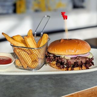 Burger with french fries